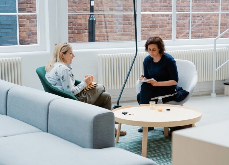 Two women meeting at office