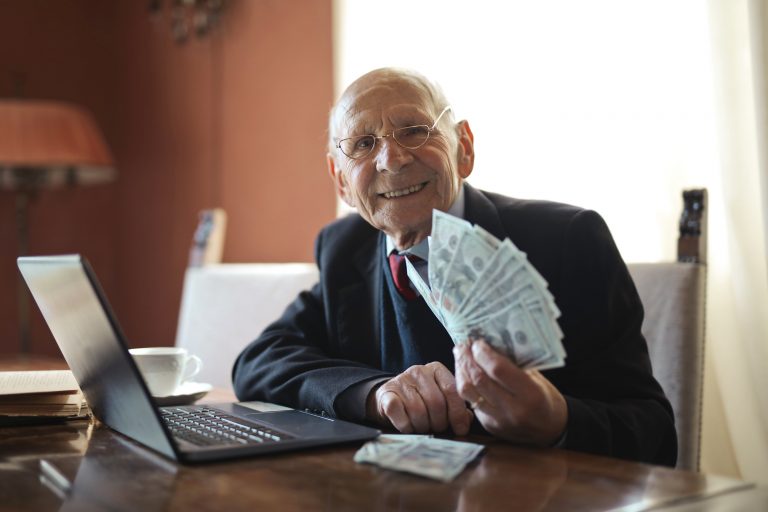 Grandfather with money